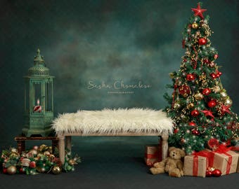 Weihnachts-Fotohintergrund 3x2,1 M – Winter-Szene Mit Schnee, Baum & Hirsch, Vinyl, Faltbar