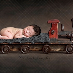 digital backdrop  background newborn baby girl boy vintage train brown gray