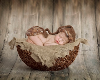 digital backdrop background newborn baby  girl or boy brown vintage basket old wood planks floor