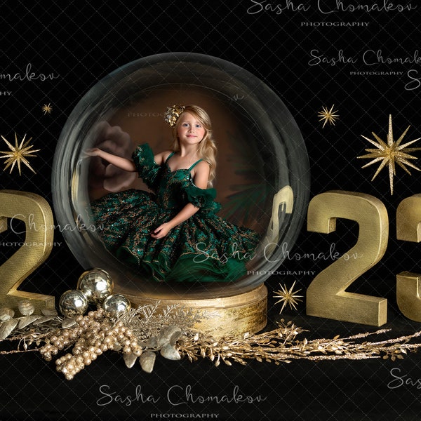 Digital backdrop background newborn  boy or girl Christmas  family , sitters  globe Happy  New Year 2023 , 2024 ,2025