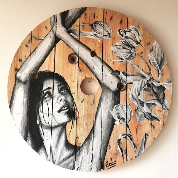 peinture sur bois "la danse des tulipes"