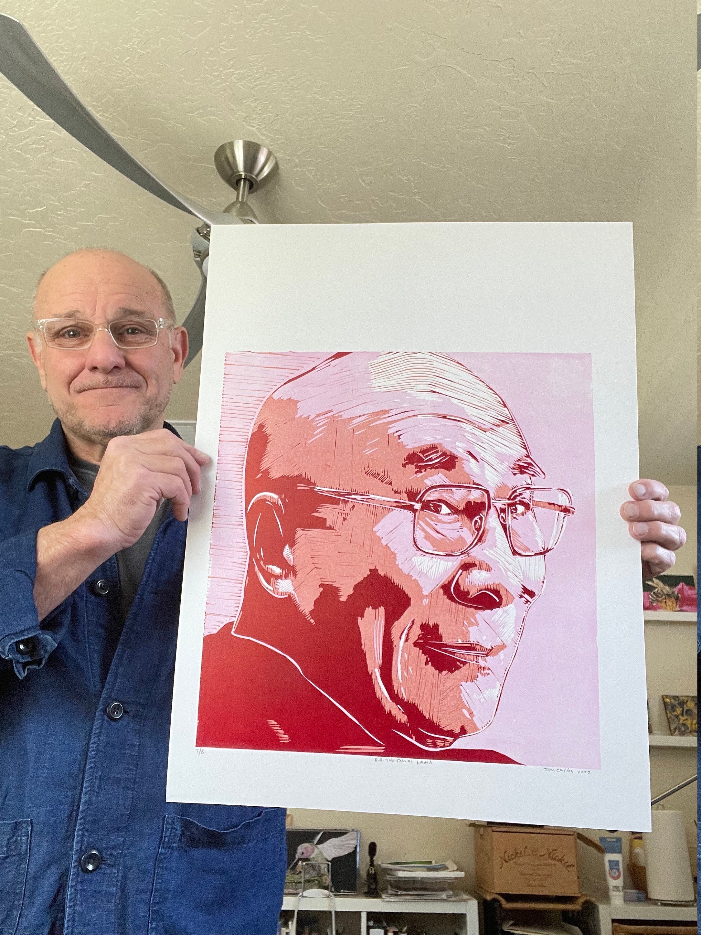 ダライ・ラマ14世 サイン入り写真 木製フレーム 直筆サイン】ダライ