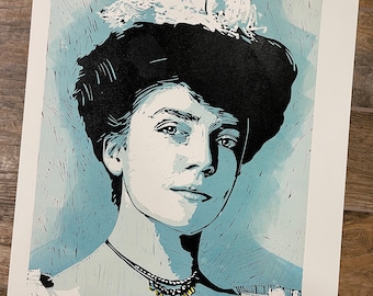 Alice Roosevelt - Longworth Portrait in Linocut, 24" x 18", Edition of 6 by Tom Callos