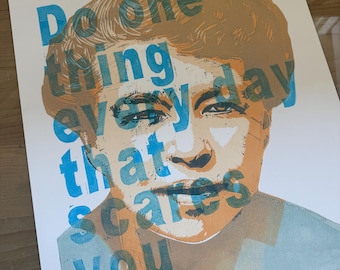 Eleanor Roosevelt, Linocut Portrait Print, Handmade Block Print, Political History Wall Art by Tom Callos