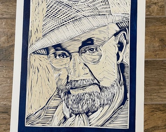 Henri Matisse Large (24" x 18") Portrait in Linocut. Limited Edition of Just 5 prints.