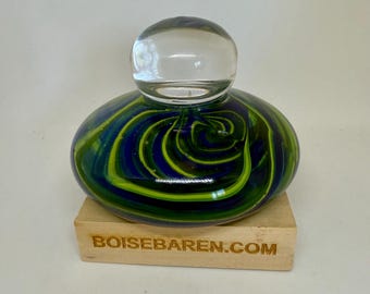 Rainbow Baren Baren, Hand Blown Glass Printmaking Tool by Tom Callos, Boise Baren, Handmade Linocut Baren Studio Gift