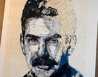 Alexander Calder Portrait Print, Handmade Linocut Reduction, Original Block Print Art, 24x18 Signed Numbered Edition, Tom Callos 2025