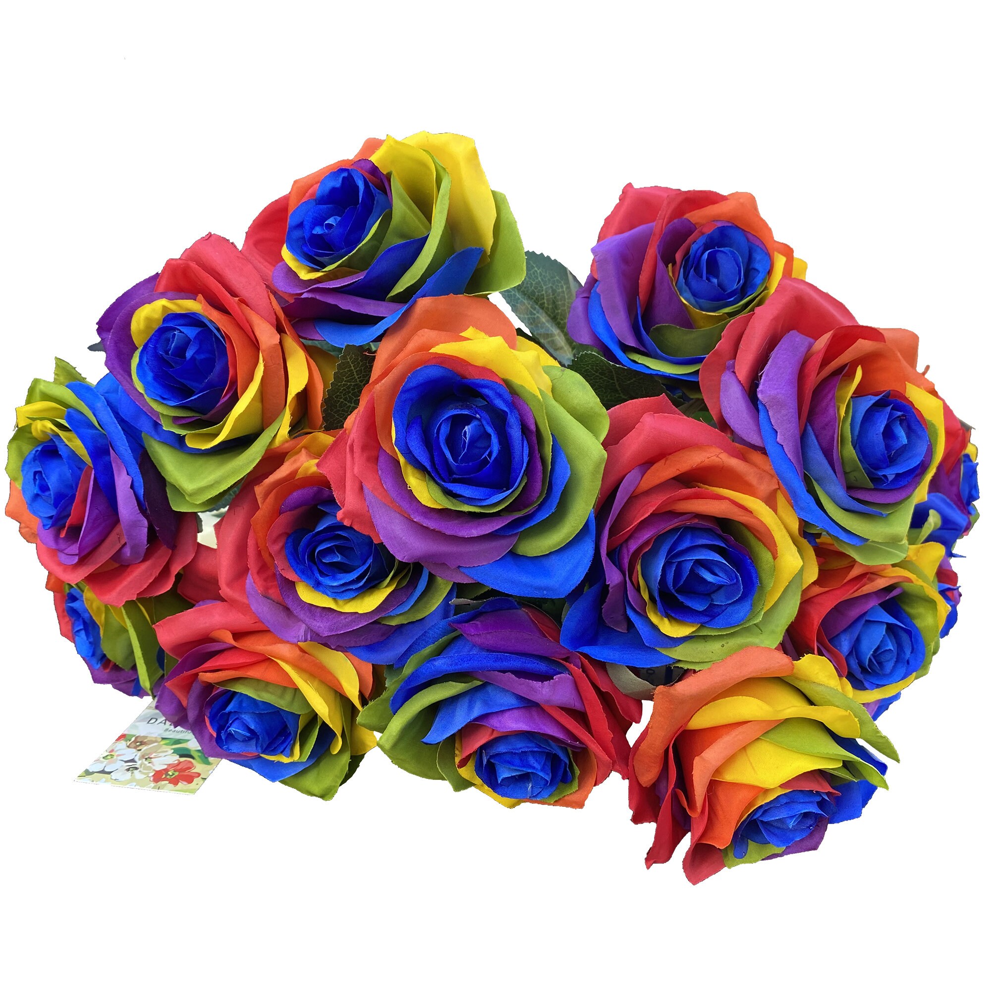 15pcs Artificial Rainbow Roses Silk Flower Artificial Rose Etsy