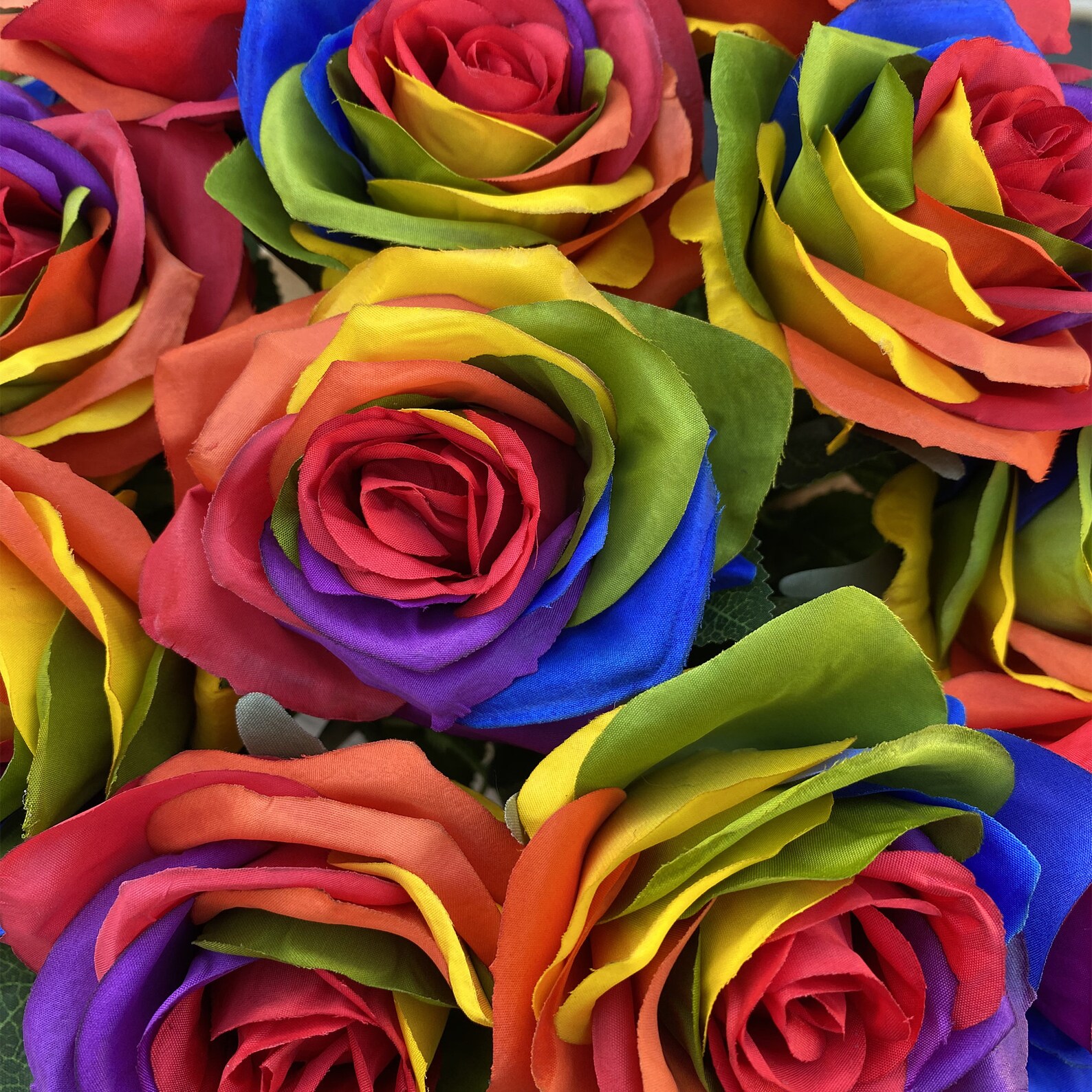 15pcs Artificial Rainbow Roses Silk Flower Artificial Rose Etsy