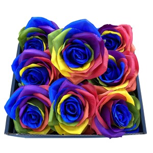 20pcs Artificial Rainbow Roses heads Silk flower Artificial Rose Flowers DIY any craft-Blue