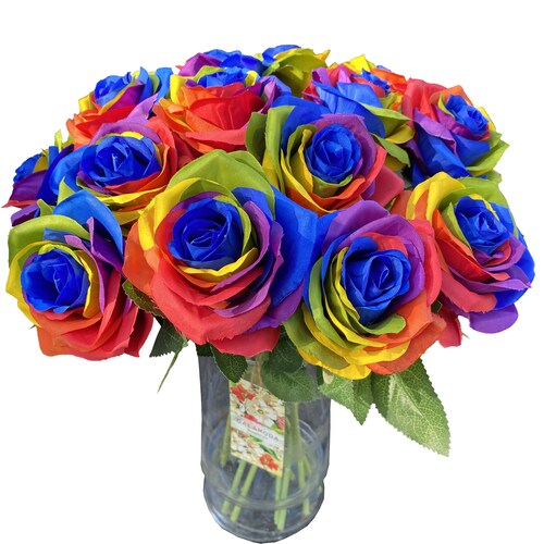 20pcs Artificial Rainbow Roses Heads Silk Flower Artificial Etsy