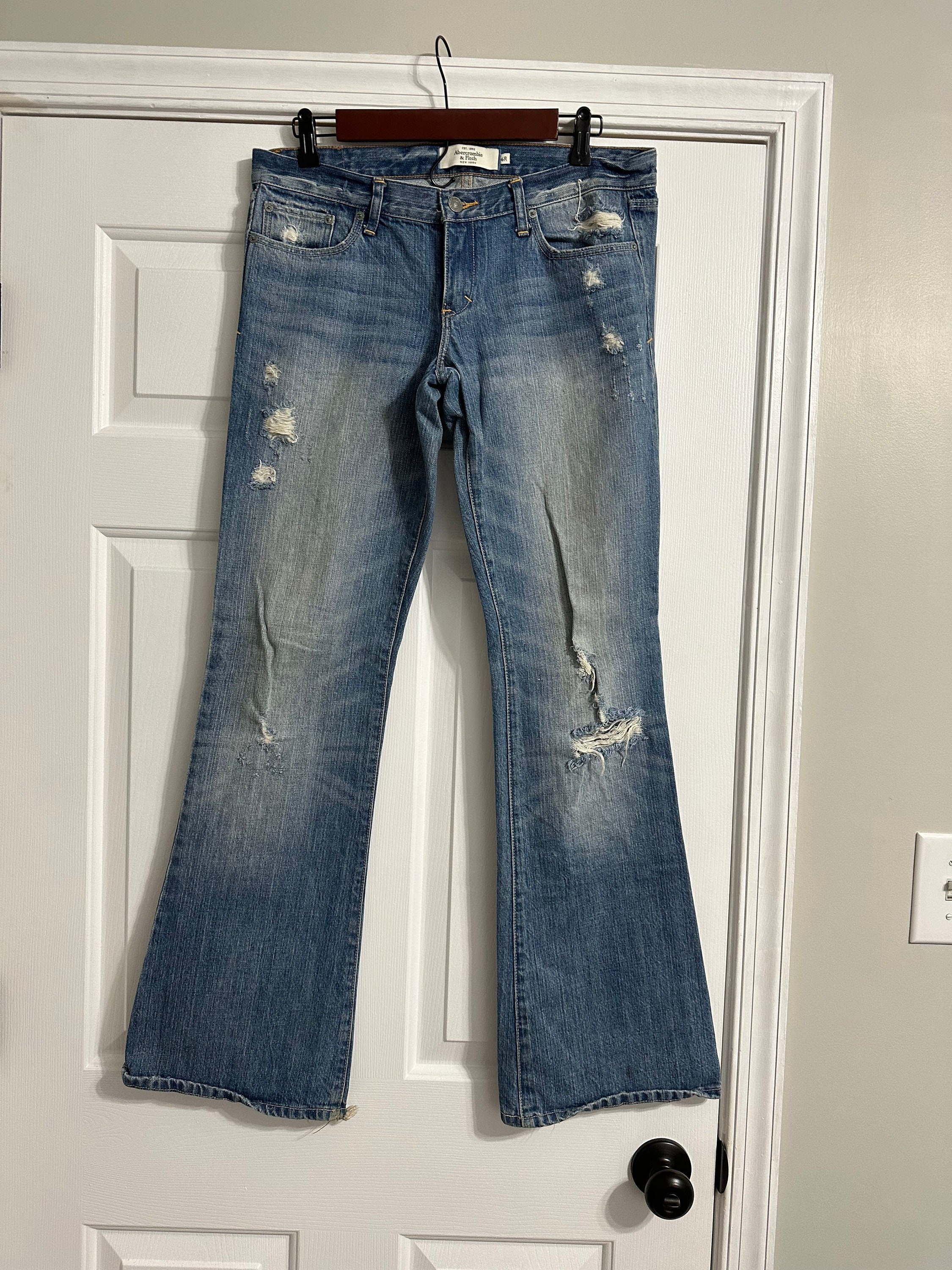 Vintage Abercrombie & Fitch Jeans Circa 2002 Size 6 Distressed Flare Faded  