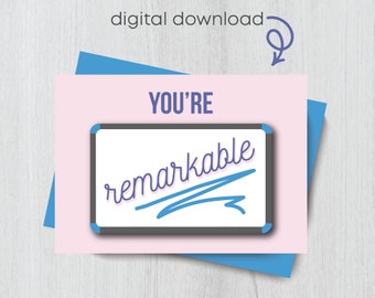 Teacher Appreciation Printable Card | "You're Remarkable" | 5x7 Digital Download