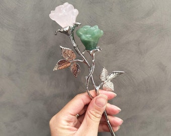 Crystal Rose – Crystal Rose Gemstone Carving | crystal rose | faux flowers | flower bouquet | crystal bouquet | Crystal Flower