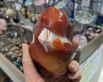 Large Carnelian Flame | Healing Crystal Decor | Natural Home Decor | Meditation & Energy Healing Stone | Gift for Spiritual | Red Carnelian