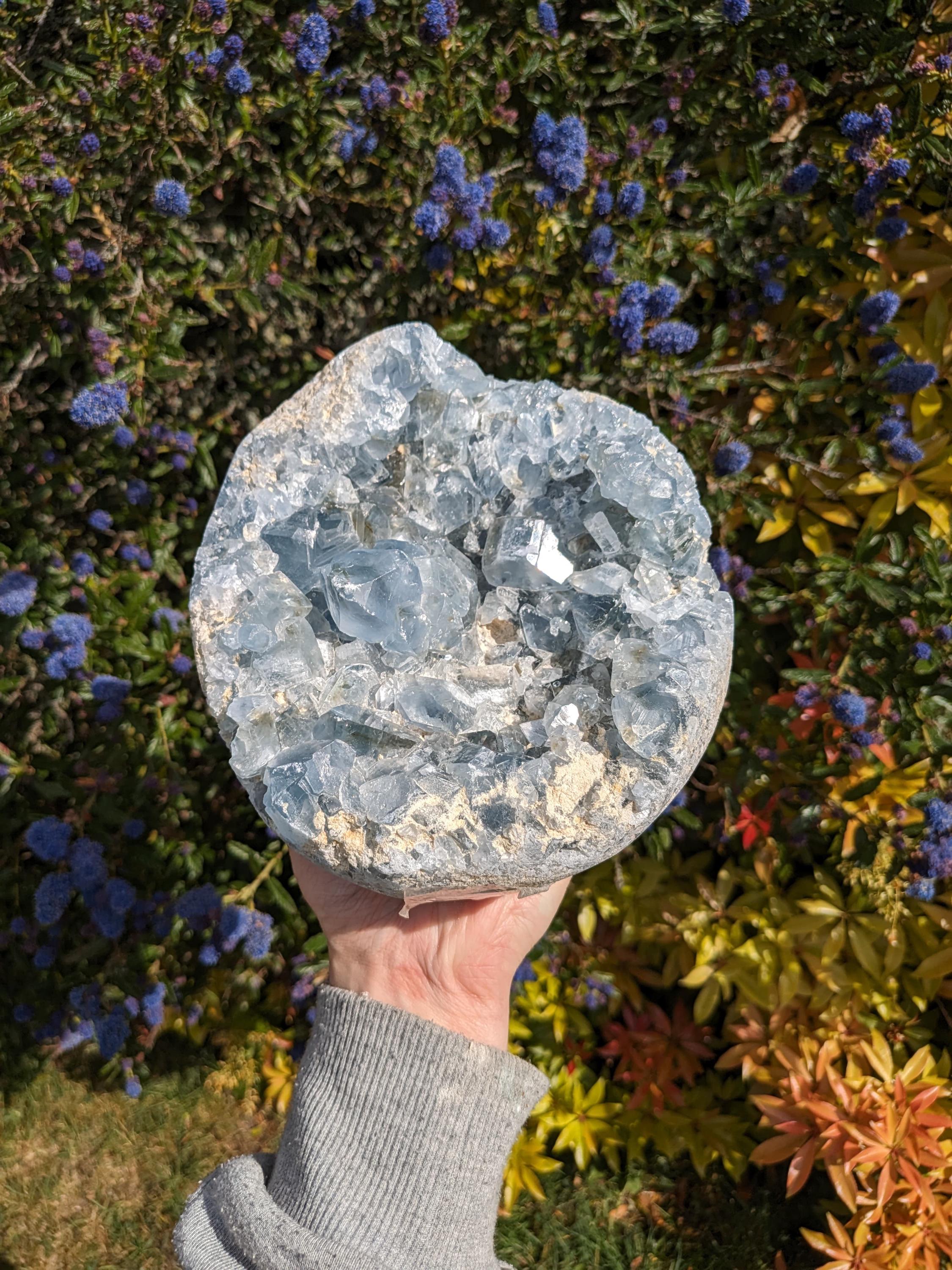 XL 原石セレスタイトジオード：天使のようなブルーのクリスタル