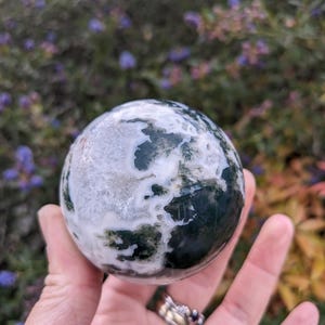Large Moss Agate Sphere | Healing Crystal Ball | Natural Home Decor | Meditation & Energy Healing Stone | Moss agate crystal | Agate ball