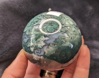 Esfera de ágata musgosa: Bola de cristal curativa de 400 g para meditación