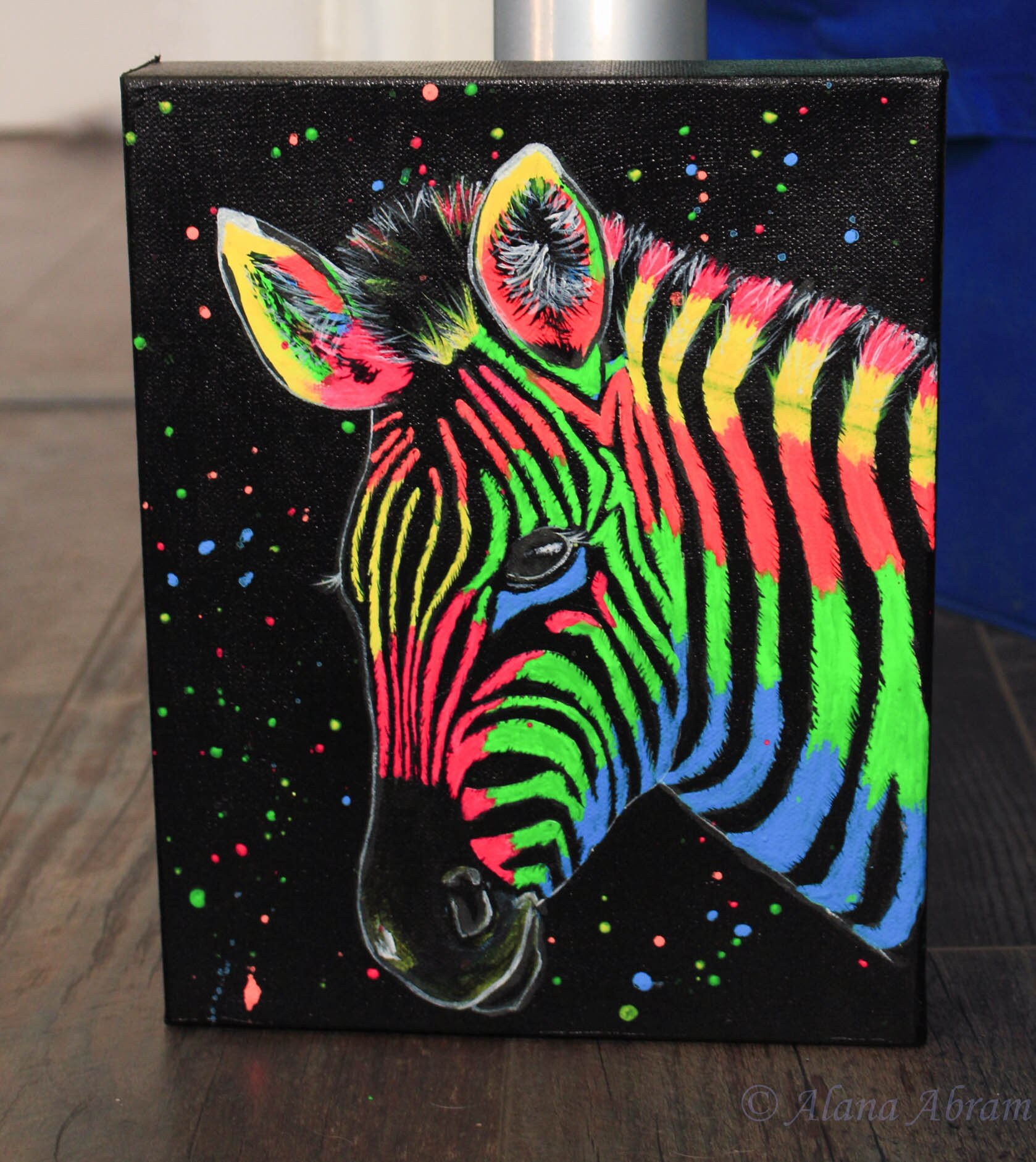 Rainbow Zebra Abstract Glow in the Dark Painting Original Etsy UK