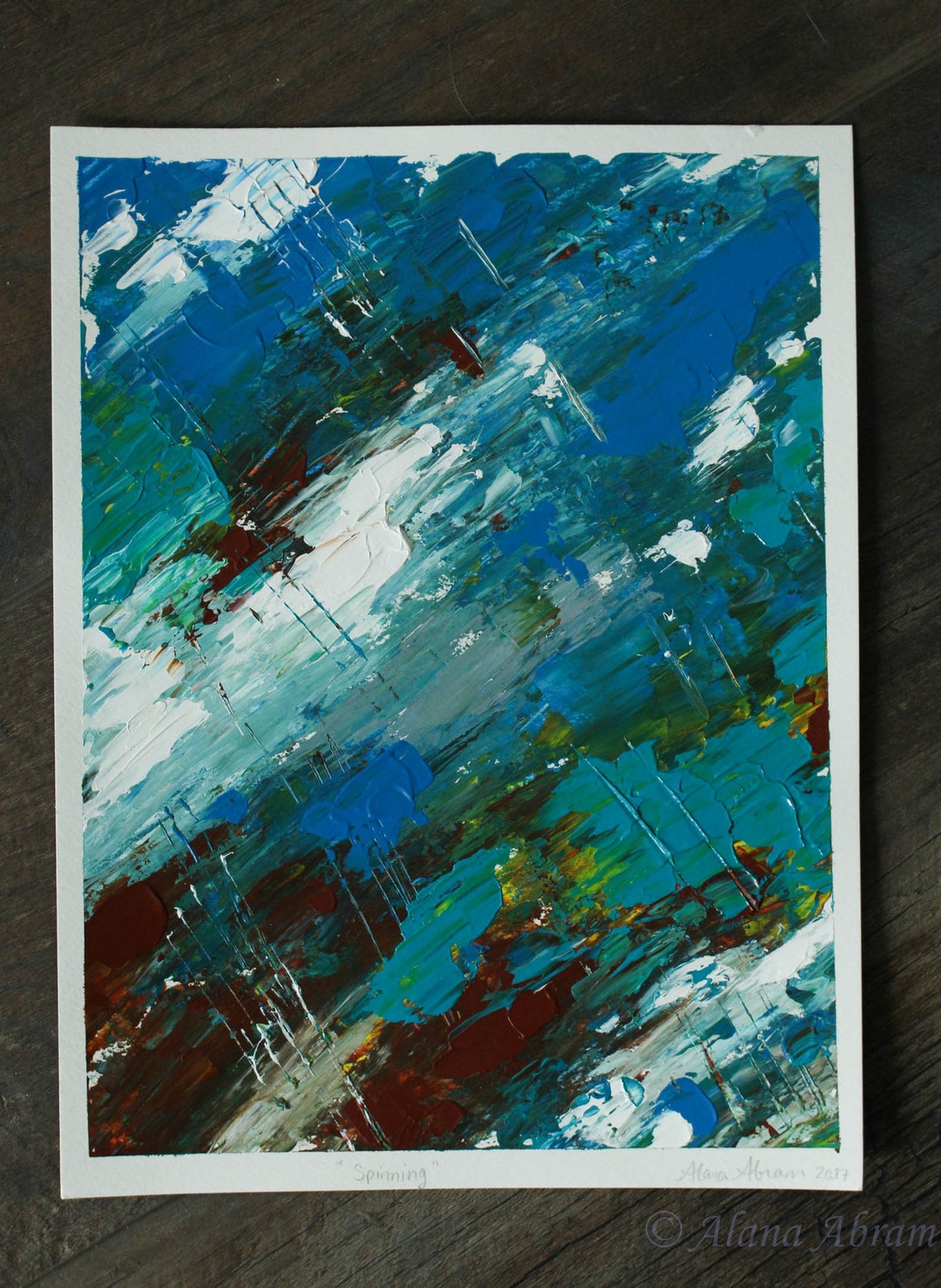 Abstract Original Acrylic Palette Knife Painting, Blue Green White - Etsy