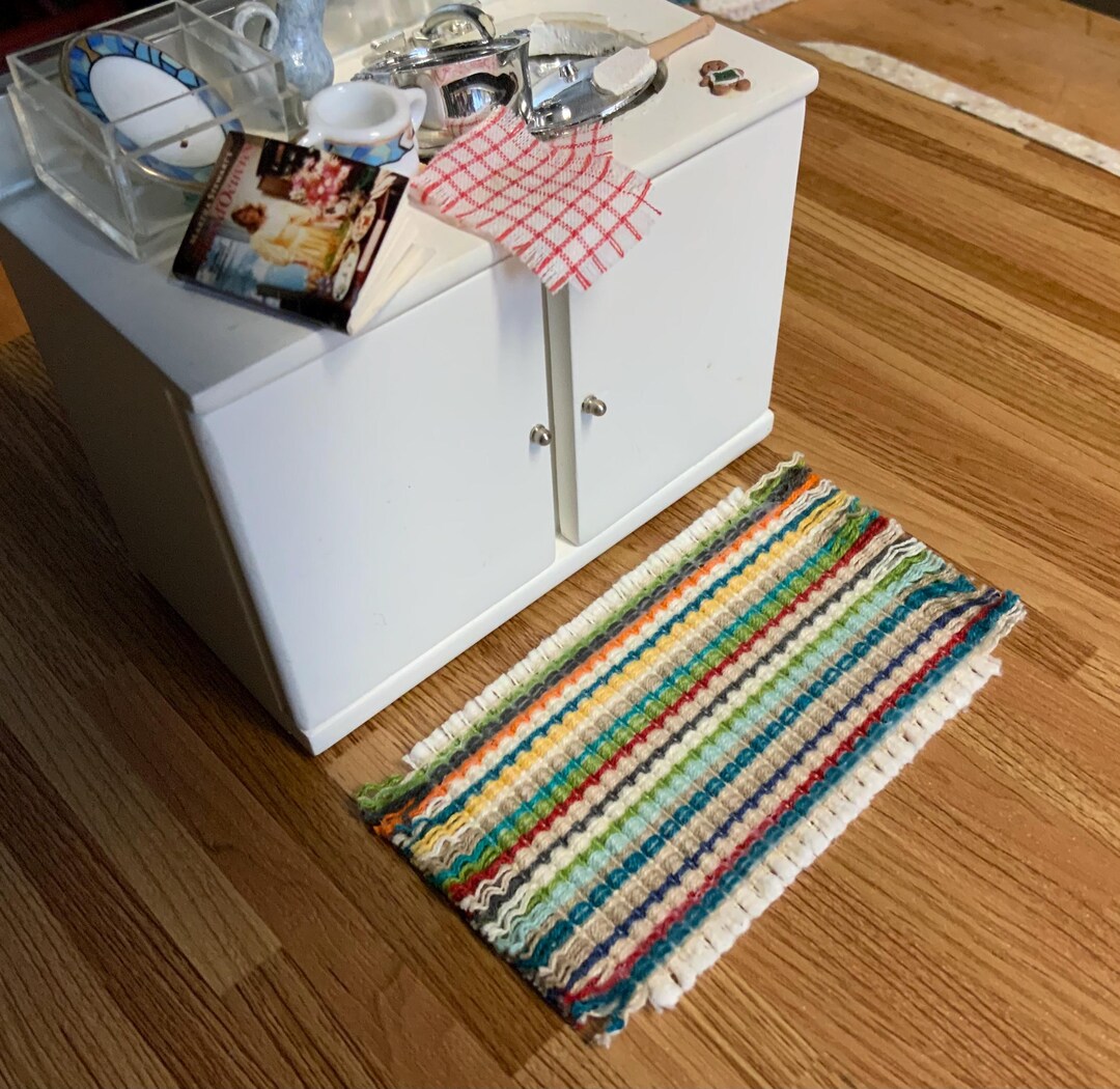 Rainbow Dollhouse Rag Rug, Retro Miniature Striped Rug #1 - Etsy
