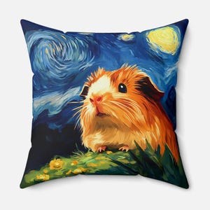 Starry Night Guinea Pig Pillow Van Gogh style Pillow 2 SIDED PILLOW INCLUDED Guinea Pig lover small animal lover Guinea Pig Decor Gift piggy
