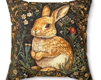 William Morris inspirierte Kaninchen-Kissen 2 SEITIGES KISSEN INBEGRIFFEN Woodland Decor Kissen Wohnkultur Kissen Häschen Rustikale Land Wohnkultur