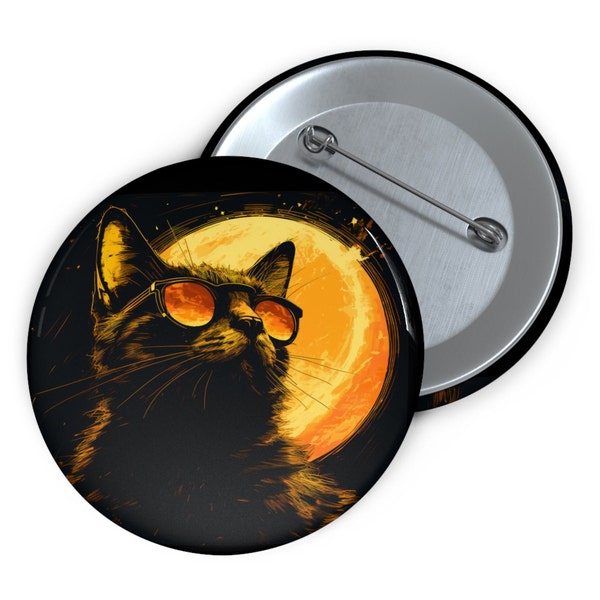 2024 Eclipse Cat Button, totality black cat Pin,total solar eclipse USA, Eclipse Souvenir, Celestial Eclipse 2024 Collectible Pin,Unique Pin