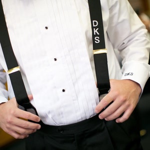 BESTSELLING MONOGRAMMED SUSPENDERS. Groomsmen suspenders mens monogrammed suspenders great for weddings / suspenders for groomsmen. image 4