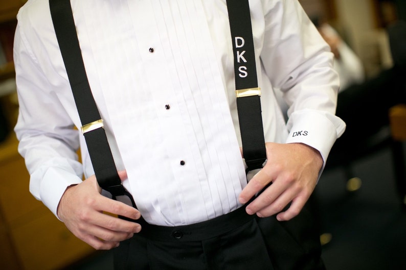 BESTSELLING MONOGRAMMED SUSPENDERS. Groomsmen suspenders mens monogrammed suspenders great for weddings / suspenders for groomsmen. image 4