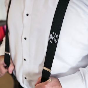 BESTSELLING MONOGRAMMED SUSPENDERS. Groomsmen suspenders mens monogrammed suspenders great for weddings / suspenders for groomsmen. image 5