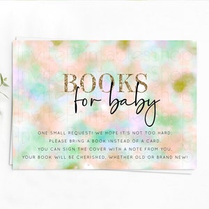 Pastel Books For Baby Card Pastel Rainbow Book Insert Colorful Ombre Watercolor Book Card Confetti Glitter Baby Book Poem Request D10693