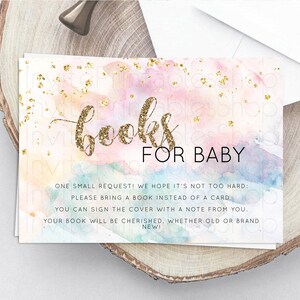 Pastel Books For Baby Card Pastel Rainbow Book Insert Colorful Ombre Watercolor Book Card Confetti Glitter Baby Book Poem Request D10264
