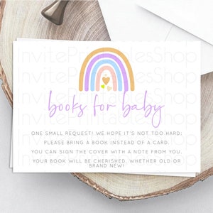 Pastel Rainbow Books For Baby Card Boho Rainbow Book Insert Boho Rainbow Book Card Pastel Watercolor Baby Shower Book Poem Request D10238