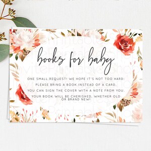 Secret Garden Books For Baby Card Boho Wildflower Book Insert Pastel Flower Garden Baby Shower Card Flower Guests Book Poem Request D10540
