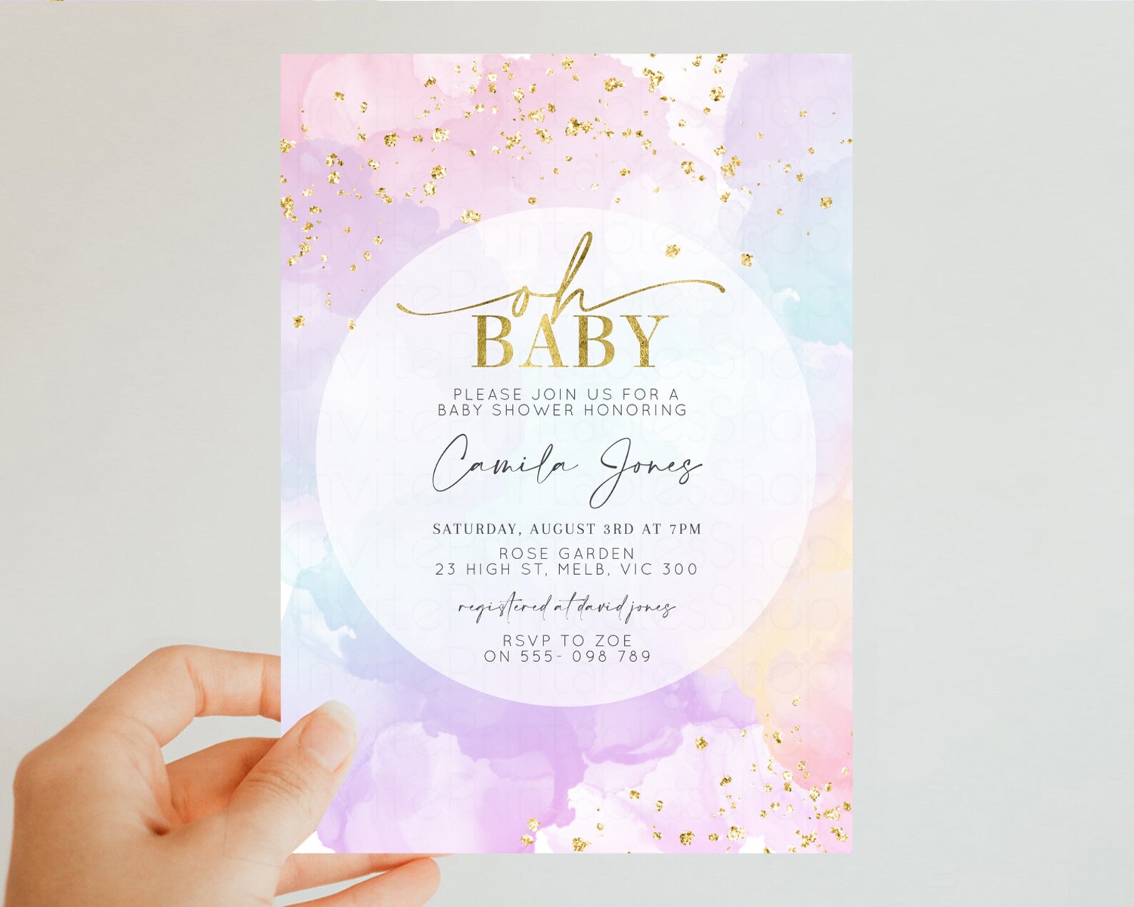 Pastel Baby Shower Invitation Rainbow Baby Shower Invitation | Etsy