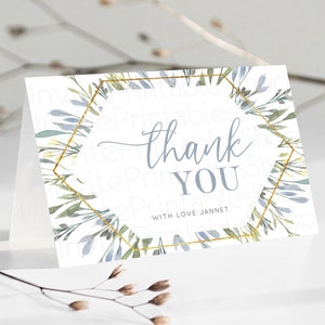 Leafy Thank You Green Leaf Thank You Card Eucalyptus Fern Leaves Cards Watercolor Boho Garden Teacher Thank You Cards Template D10532
