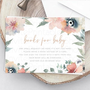 Secret Garden Books For Baby Card Boho Wildflower Book Insert Pastel Flower Garden Baby Shower Card Flower Guests Book Poem Request D10787