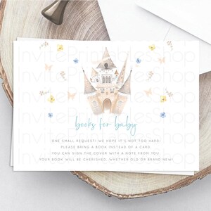 Princess Books For Baby Card Castle Book Card Insert Secret Garden Enchanted Castle Pastel Floral Garden Baby Shower Poem Request D10365