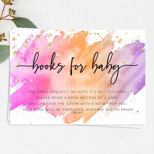 Pastel Books For Baby Card Pastel Rainbow Book Insert Colorful Ombre Watercolor Book Card Confetti Glitter Baby Book Poem Request D10488