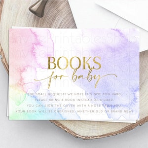 Pastel Books For Baby Card Pastel Rainbow Book Insert Colorful Ombre Watercolor Book Card Confetti Glitter Baby Book Poem Request D10215