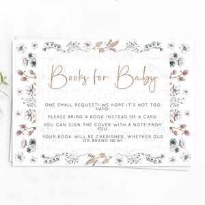 Secret Garden Books For Baby Card Boho Wildflower Book Insert Pastel Flower Garden Baby Shower Card Flower Guests Book Poem Request D10604