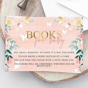 Secret Garden Books For Baby Card Boho Wildflower Book Insert Pastel Flower Garden Baby Shower Card Flower Guests Book Poem Request D10245