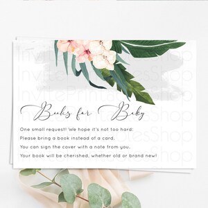 Tropical Books For Baby Card Tropical Book Insert Palm Leaf Book Card Fern Frangipani Floral White Orchid Guests Book Poem Request D11011