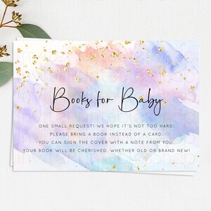 Pastel Books For Baby Card Pastel Rainbow Book Insert Colorful Ombre Watercolor Book Card Confetti Glitter Baby Book Poem Request D10583