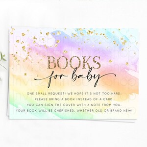 Pastel Books For Baby Card Pastel Rainbow Book Insert Colorful Ombre Watercolor Book Card Confetti Glitter Baby Book Poem Request D10645