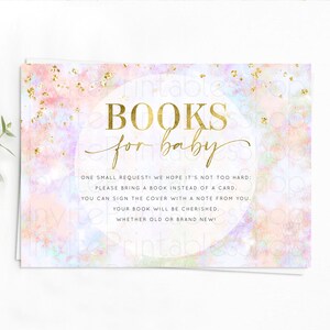 Pastel Books For Baby Card Pastel Rainbow Book Insert Colorful Ombre Watercolor Book Card Confetti Glitter Baby Book Poem Request D10649