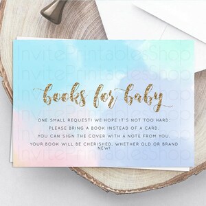 Pastel Books For Baby Card Pastel Rainbow Book Insert Colorful Ombre Watercolor Book Card Confetti Glitter Baby Book Poem Request D10378