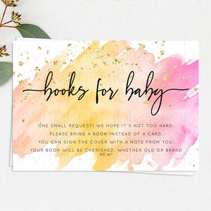 Pastel Books For Baby Card Pastel Rainbow Book Insert Colorful Ombre Watercolor Book Card Confetti Glitter Baby Book Poem Request D10527