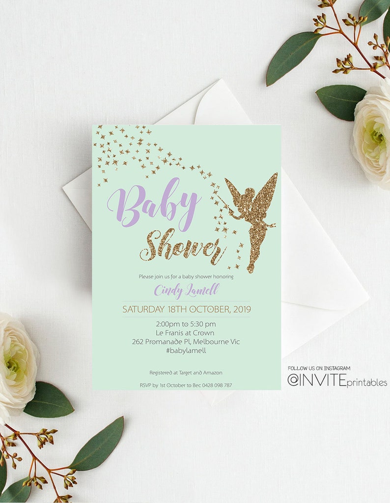 Baby Shower Invitations Baby Shower Invites Gold Glitter Etsy